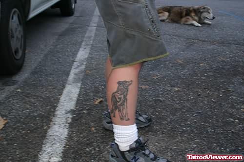 Wolf Tattoo On Leg For Men