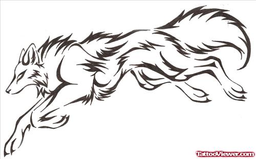 Jumping Wolf Tattoo Design Picture