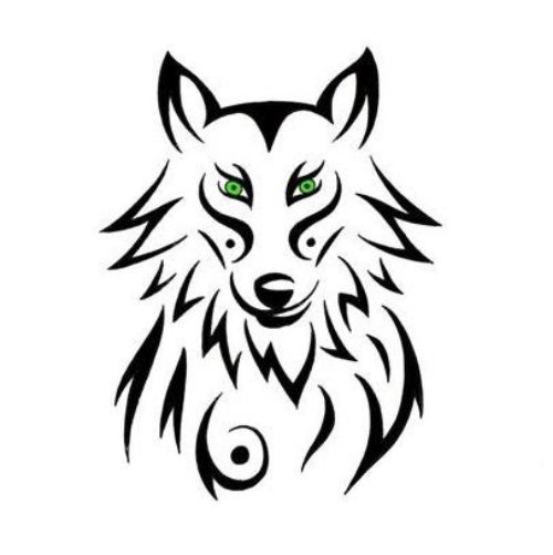 Black Tribal Wolf Head Tattoo Design