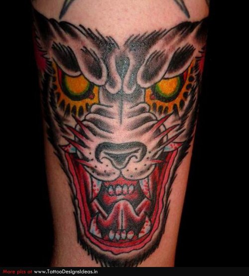 Color Wolf Head Tattoo