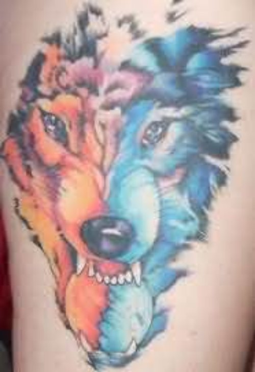 Dark Colours Wolf Tattoo