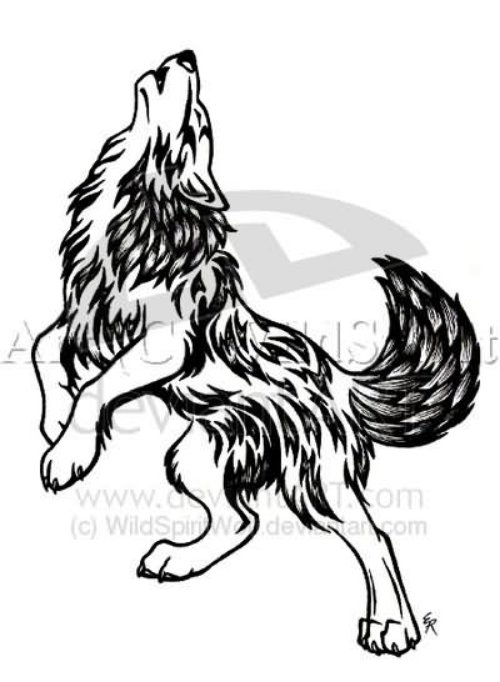 Attractive Howling Wolf Tattoo Design