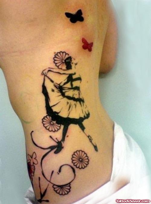 Abstract Side Rib Women Tattoo