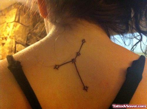Women Stars Tattoo On Back