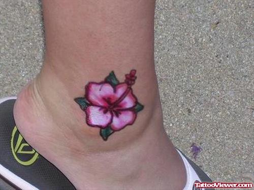 Pink Flowers Women Tattoo On Ankle
