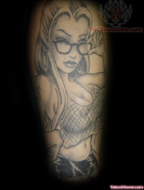 Grey Ink Women Tattoo On Arm