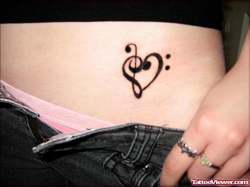 Music Heart Tattoo For Women