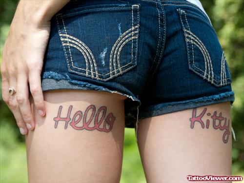 Hello Kitty Back Legs Women Tattoo
