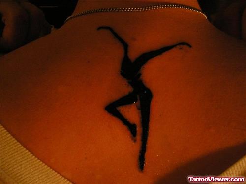 Black Ink Dancing Girl Tattoo For Women
