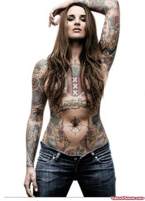 Attractive Women Full Body Tattoo