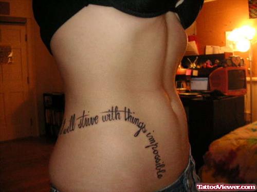 Women Quote Side Rib Tattoo