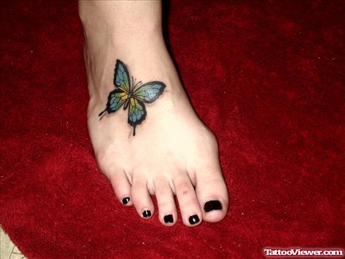 Awesome Colored Butterfly Tattoo For Women
