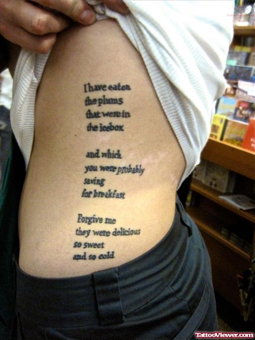 Side Rib Women Lettering Tattoo