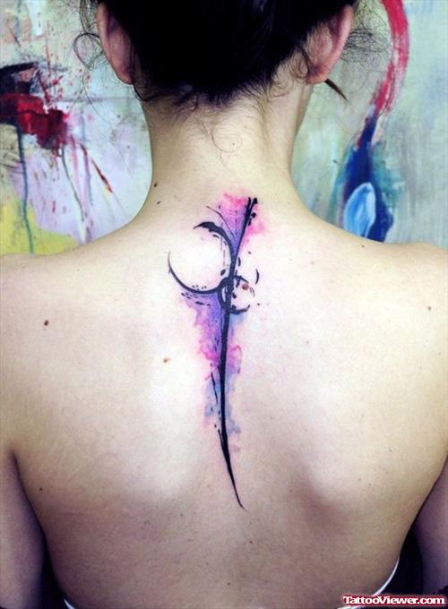 Abstract Tattoo On Back For Women