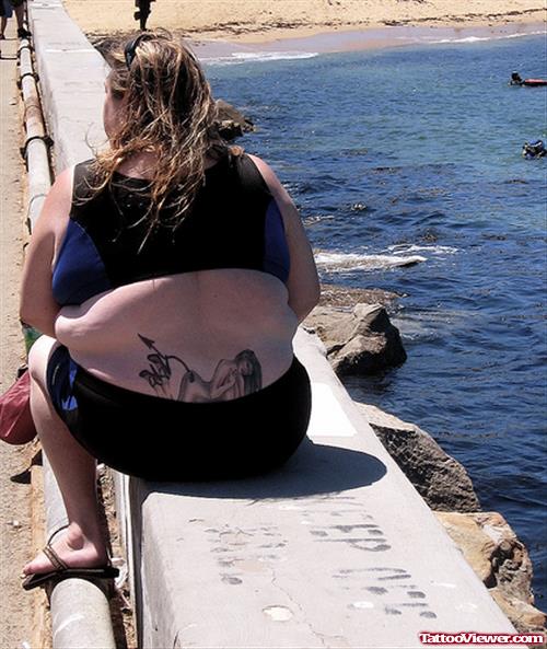 Devil Girl Tattoo on Lowerback For Women