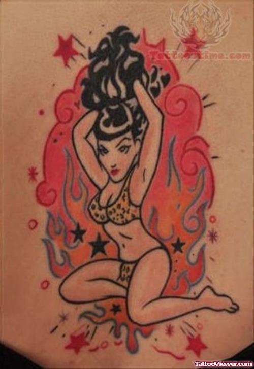 Woman with Fire Tattoo