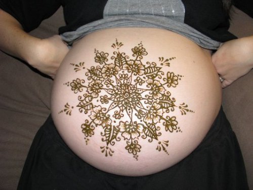 Henna Belly Pregnant Women Tattoo