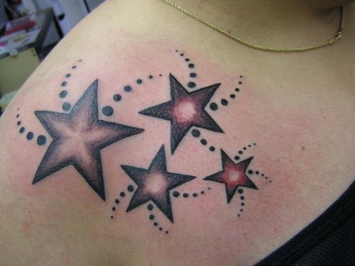 Stars Women Tattoo On Right Shoulder