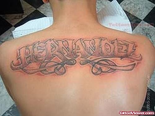Stylish Word Tattoo On Back