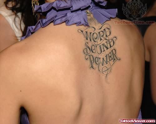 Teenager Girls Word Tattoo Designs for Upper Back