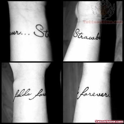 Strawberry Word Tattoos On Wrist