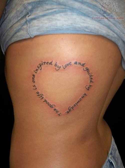 Words Heart Tattoo On Rib