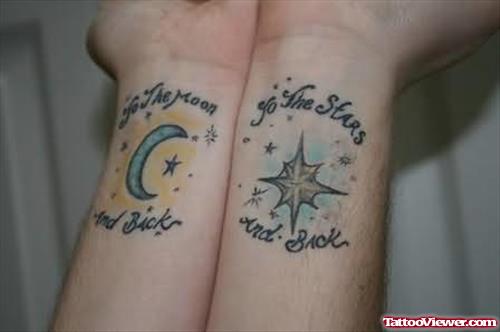Star And Moon Tattoo Design On Wrist