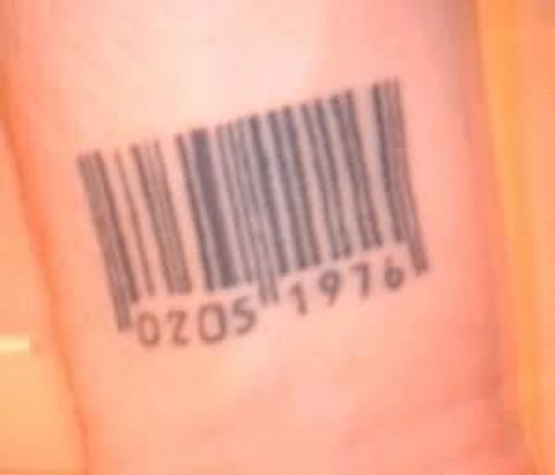 Chris Barcode Wrist Tattoo