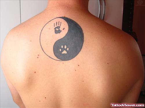 Yin Yang Tattoo On Upperback