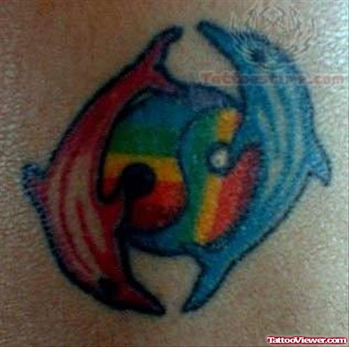 Colorful Ying Yang Fish Tattoos