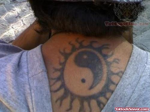 Yin Yang Tattoo On Upper Back