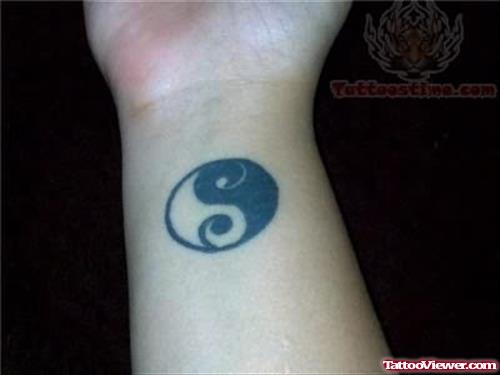 Small Ying Yang Tattoo On Wrist