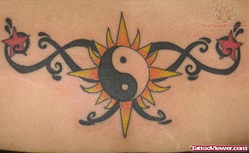 Ying Yang Tattoo For Lower Waist