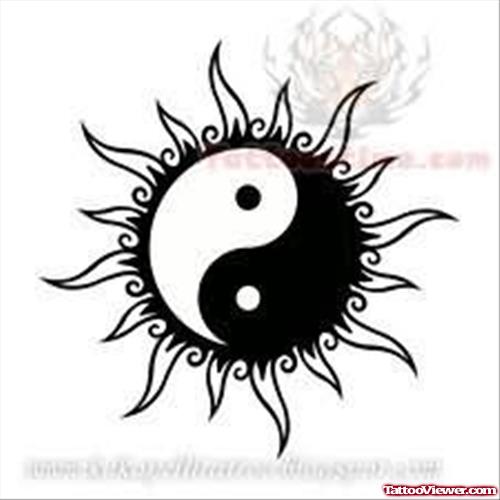 Ying Yang Sun Tattoo Design