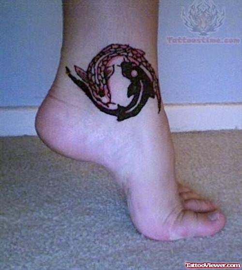 Pisces Tattoo Design on Ankle