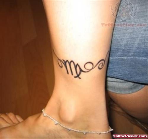 Beautiful Virgo Tattoo Design on Ankle