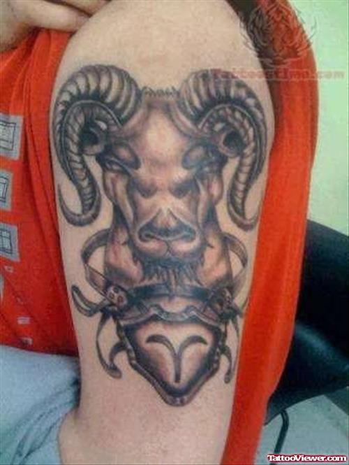 Beautiful Aries Sign Tattoo on Bicep