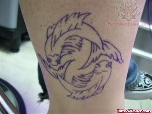 Outline of Pisces Tattoo Design