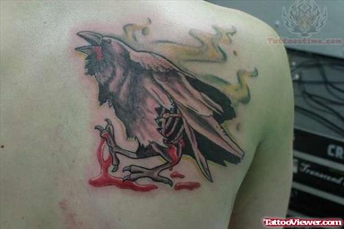 Zombie Bird Tattoo On Back