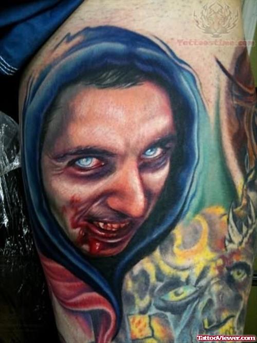 Zombie Bleeding Face Tattoo